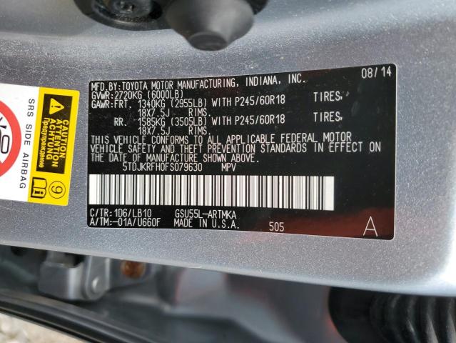 VIN 5TDJKRFH0FS079630 2015 Toyota Highlander, Xle no.14