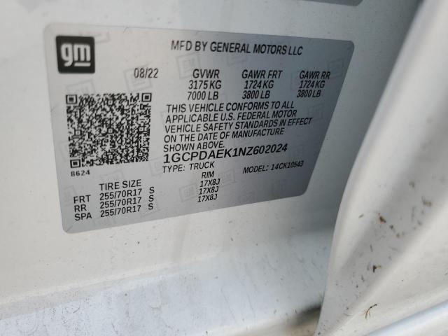 2022 CHEVROLET SILVERADO - 1GCPDAEK1NZ602024