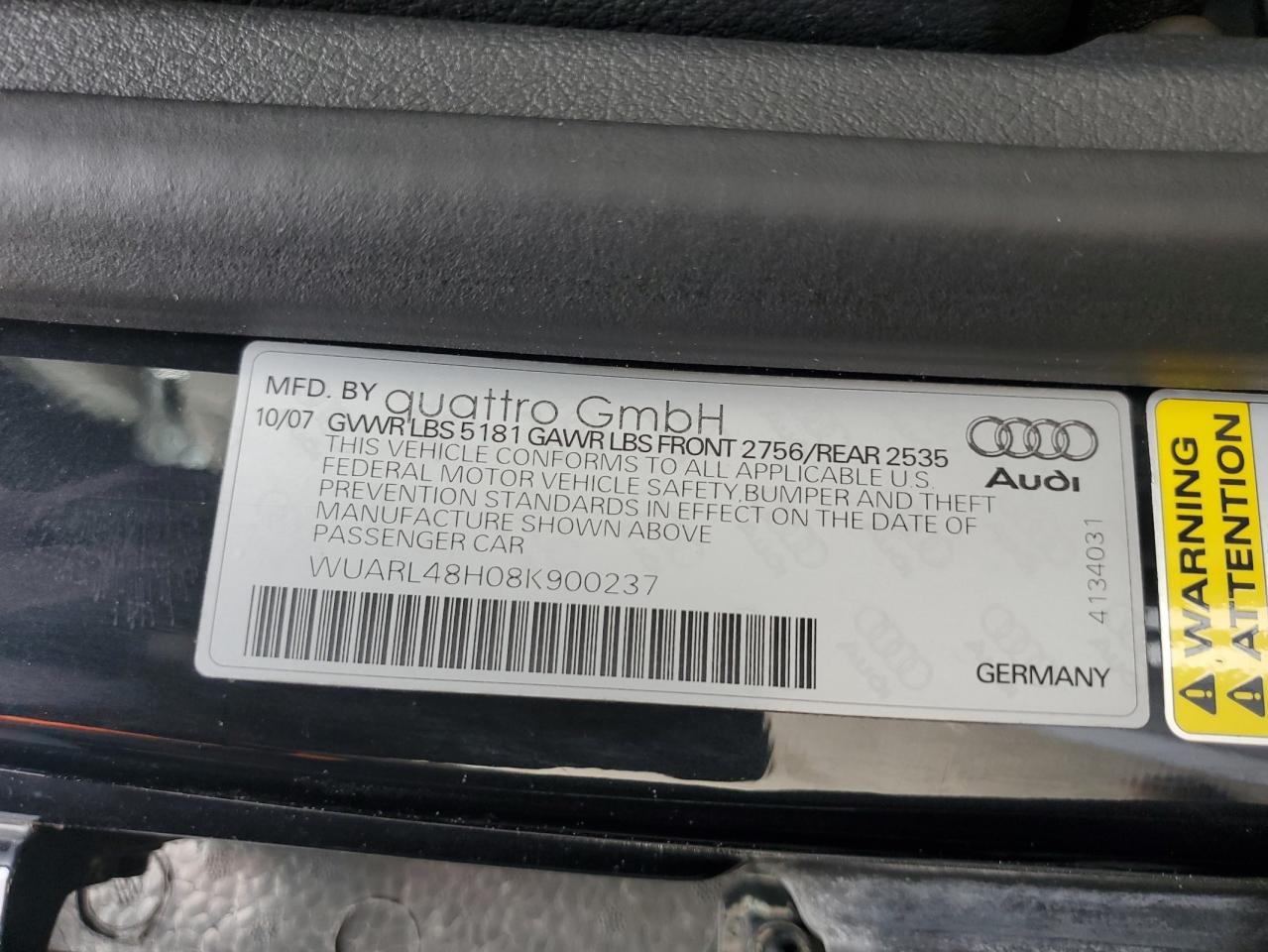 Lot #3028275876 2008 AUDI S4 QUATTRO