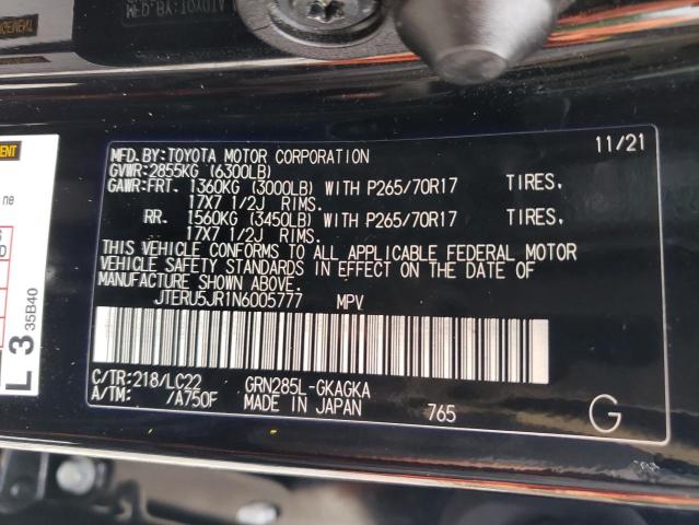 2022 TOYOTA 4RUNNER SR - JTERU5JR1N6005777