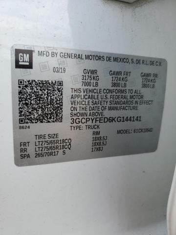 2019 CHEVROLET SILVERADO - 3GCPYFED6KG144141