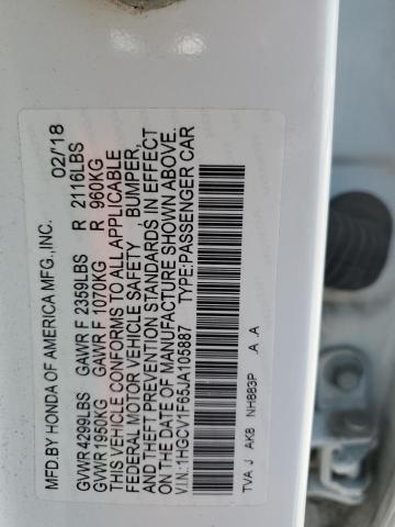 VIN 1HGCV1F65JA105887 2018 Honda Accord, Exl no.12