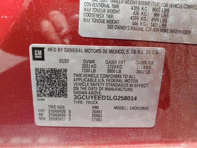 VIN 3GCUYEED1LG258014 2020 CHEVROLET ALL MODELS no.13