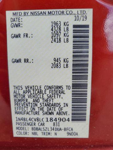 2020 NISSAN ALTIMA SR - 1N4BL4CV8LC184904