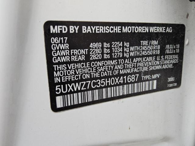 VIN 5UXWZ7C35H0X41687 2017 BMW X3, Sdrive28I no.13