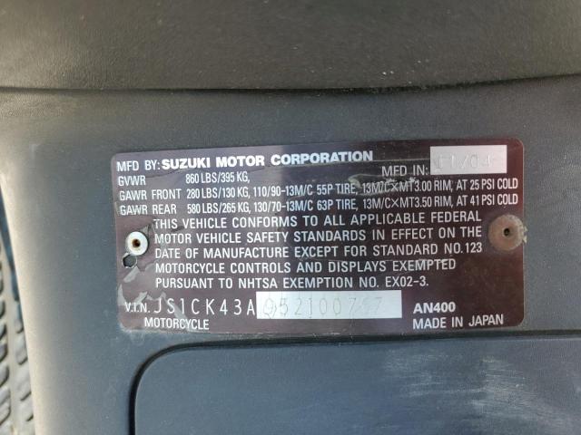2005 SUZUKI AN400 K3 - JS1CK43A952100767