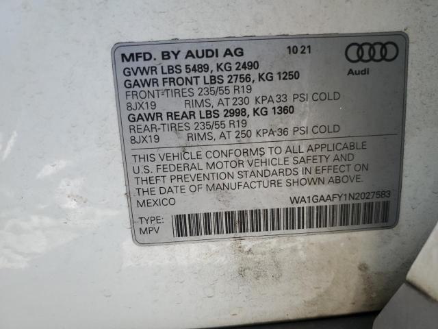 2022 AUDI Q5 PREMIUM - WA1GAAFY1N2027583