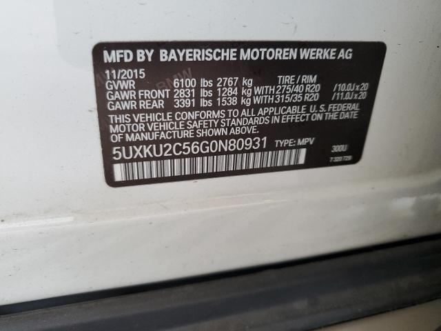 2016 BMW X6 XDRIVE3 - 5UXKU2C56G0N80931
