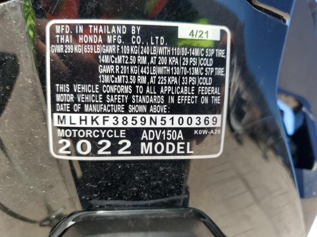 2022 HONDA ADV150 A MLHKF3859N5100369