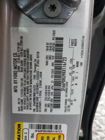 VIN 3FA6P0RU9KR116723 2019 Ford Fusion, Titanium no.12