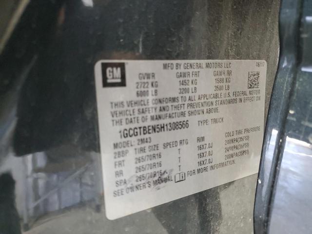 2017 CHEVROLET COLORADO - 1GCGTBEN5H1308566