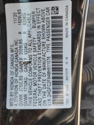 2021 HONDA CIVIC SPOR - 2HGFC2F84MH511076