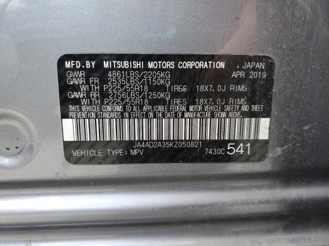 2019 MITSUBISHI OUTLANDER - JA4AD2A35KZ050821