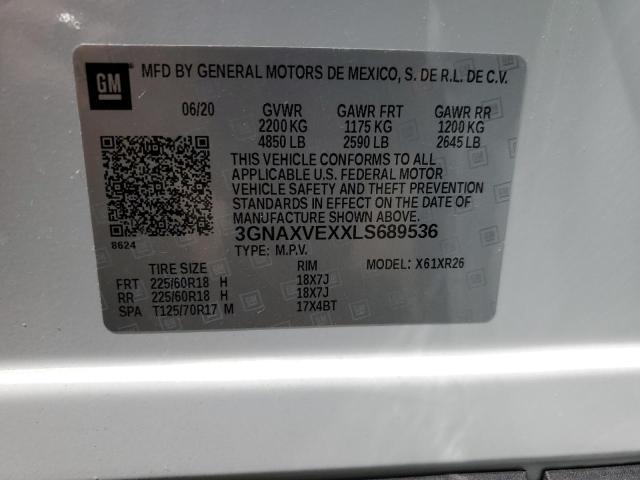 2020 CHEVROLET EQUINOX LT 3GNAXVEXXLS689536  66463834