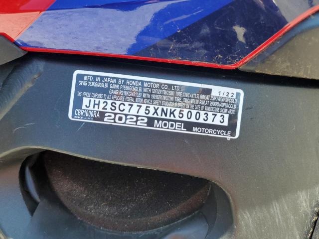 2022 HONDA CBR1000 RA JH2SC775XNK500373