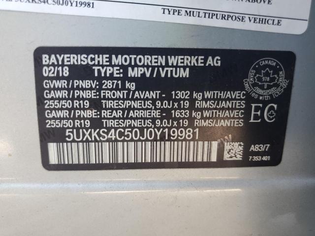2018 BMW X5 XDRIVE3 - 5UXKS4C50J0Y19981