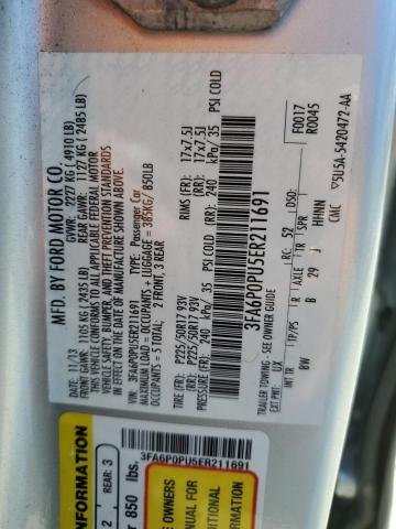 VIN 3FA6P0PU5ER211691 2014 Ford Fusion, Se Phev no.12