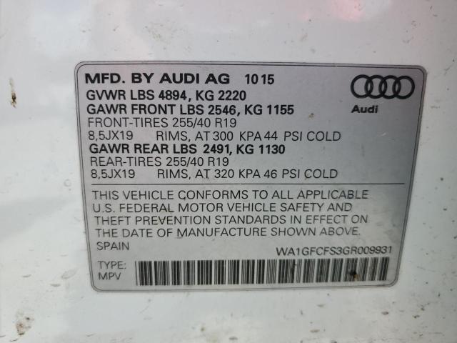 2016 AUDI Q3 PRESTIG - WA1GFCFS3GR009931