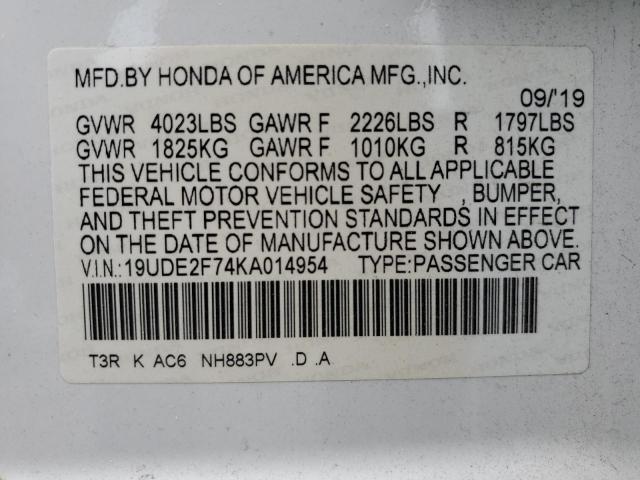 2019 ACURA ILX PREMIU - 19UDE2F74KA014954