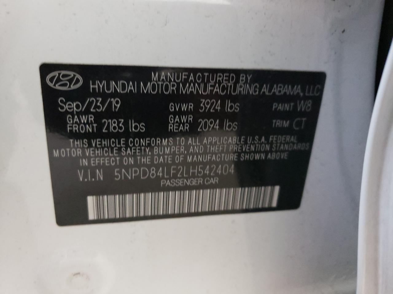 Lot #2895572548 2020 HYUNDAI ELANTRA SE