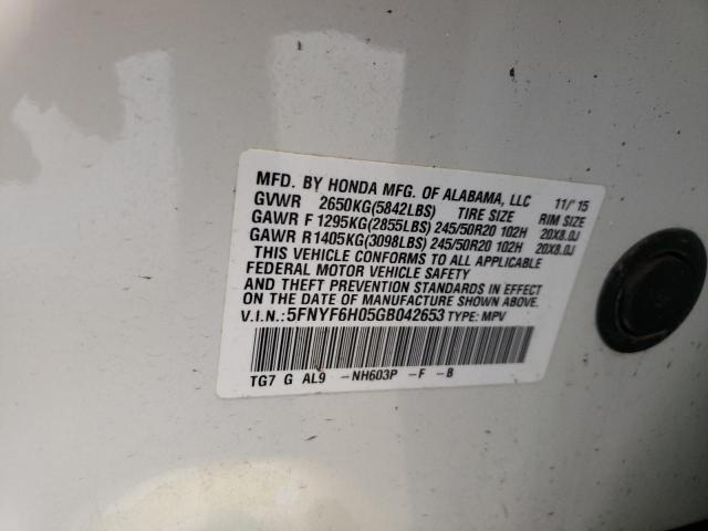 2016 HONDA PILOT ELIT - 5FNYF6H05GB042653