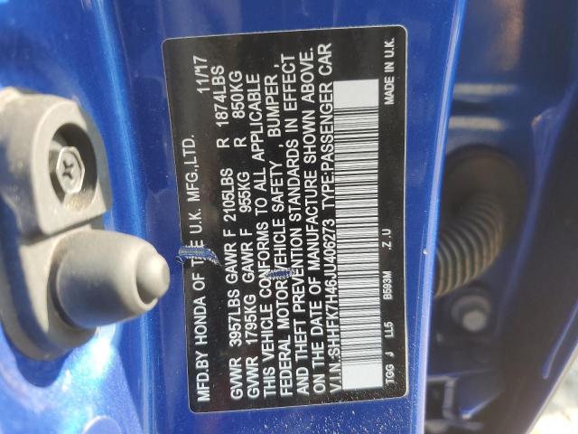 VIN SHHFK7H46JU406273 2018 Honda Civic, Sport no.12