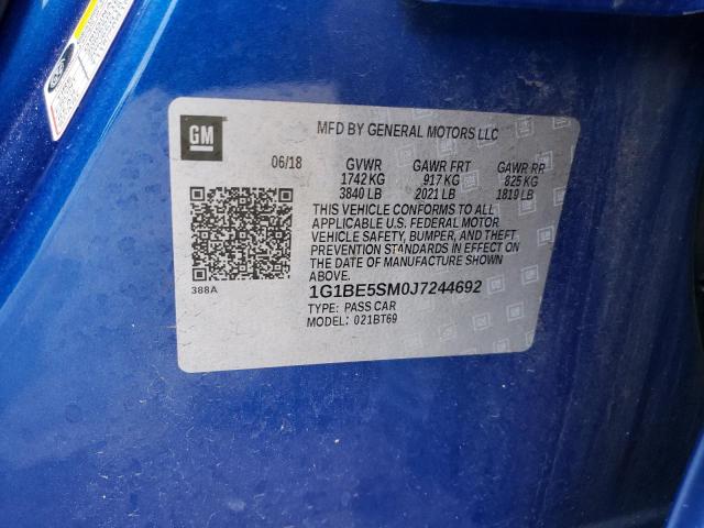 2018 CHEVROLET CRUZE LT - 1G1BE5SM0J7244692
