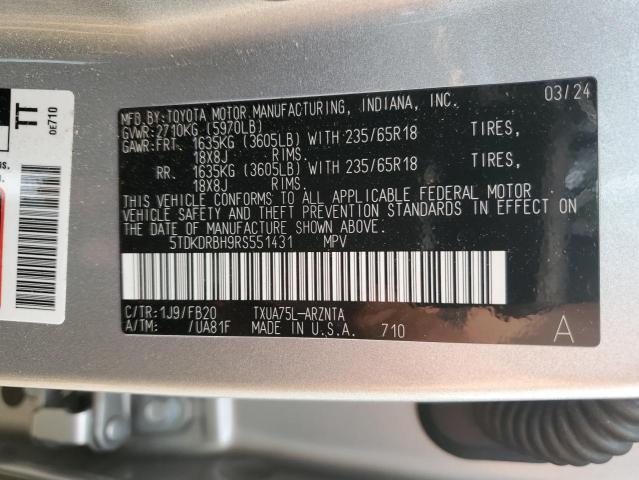 2024 TOYOTA HIGHLANDER - 5TDKDRBH9RS551431