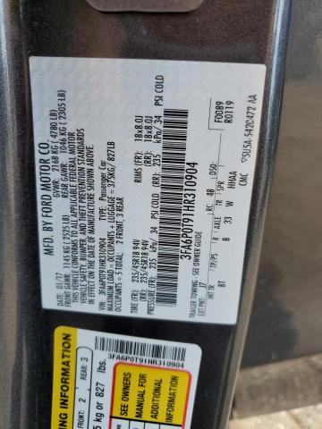 2017 FORD FUSION SE - 3FA6P0T91HR310904