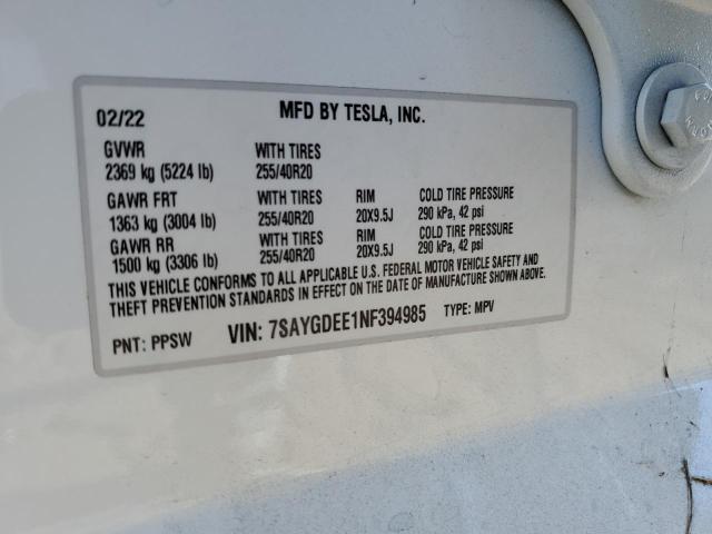 2022 TESLA MODEL Y - 7SAYGDEE1NF394985