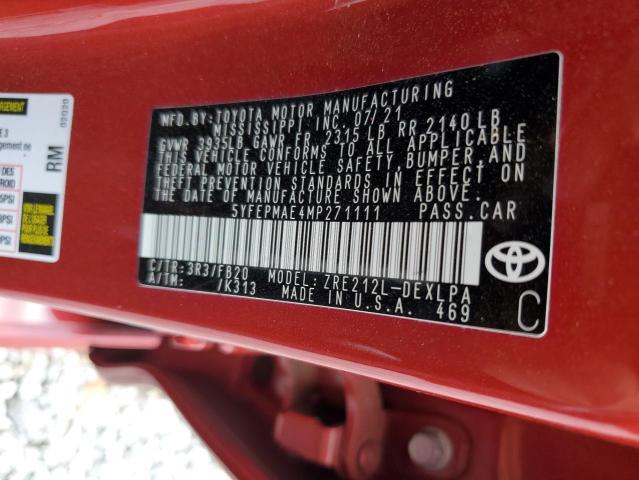 2021 TOYOTA COROLLA LE - 5YFEPMAE4MP271111