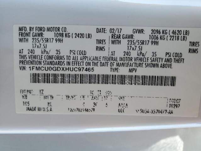 2017 FORD ESCAPE SE - 1FMCU0GDXHUC97465