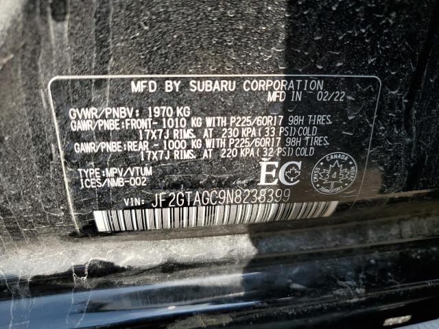 2022 SUBARU CROSSTREK - JF2GTAGC9N8238399