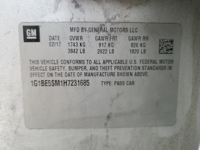 2017 CHEVROLET CRUZE LT - 1G1BE5SM1H7231685