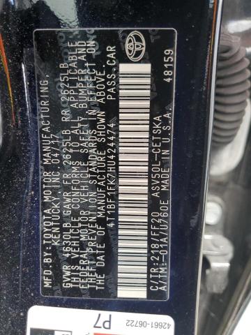 VIN 4T1BF1FK7HU424474 2017 Toyota Camry, LE no.12