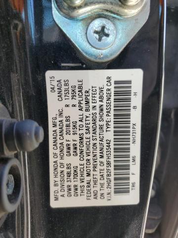 VIN 2HGFB2F58FH535442 2015 HONDA CIVIC no.12