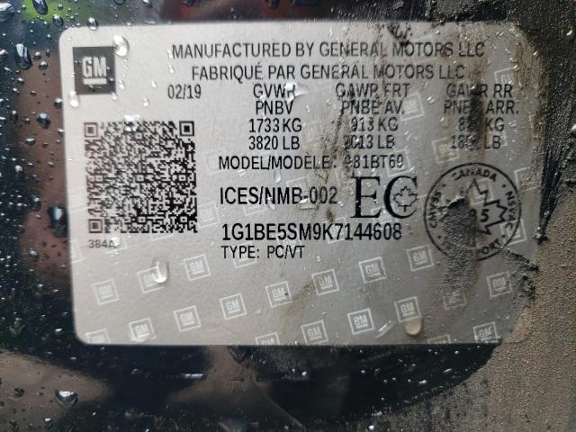 2019 CHEVROLET CRUZE LT - 1G1BE5SM9K7144608