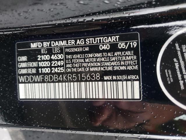 VIN WDDWF8DB4KR515638 2019 Mercedes-Benz C-Class, 300 no.12