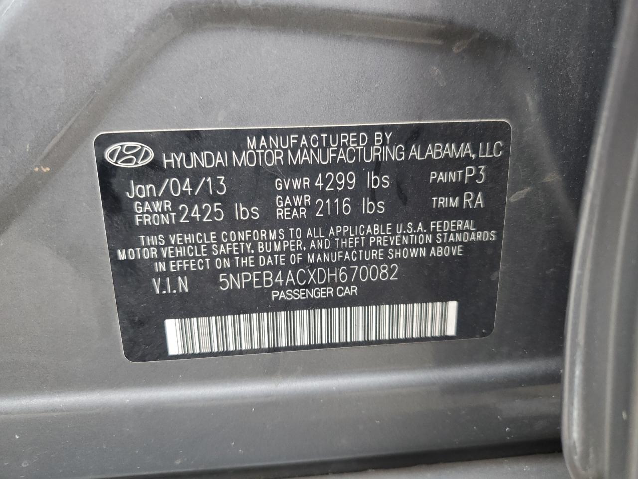 Lot #2751488041 2013 HYUNDAI SONATA GLS