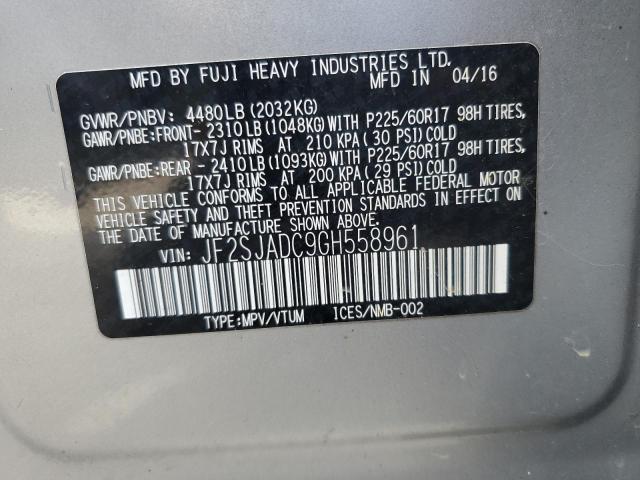 2016 SUBARU FORESTER 2 - JF2SJADC9GH558961