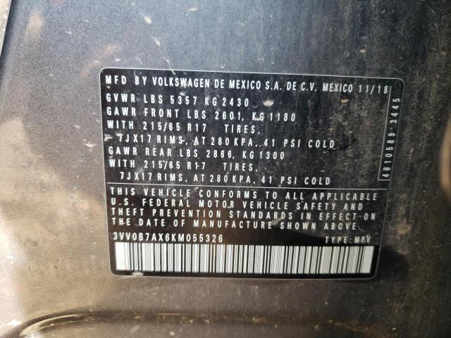 2019 VOLKSWAGEN TIGUAN S - 3VV0B7AX6KM055326