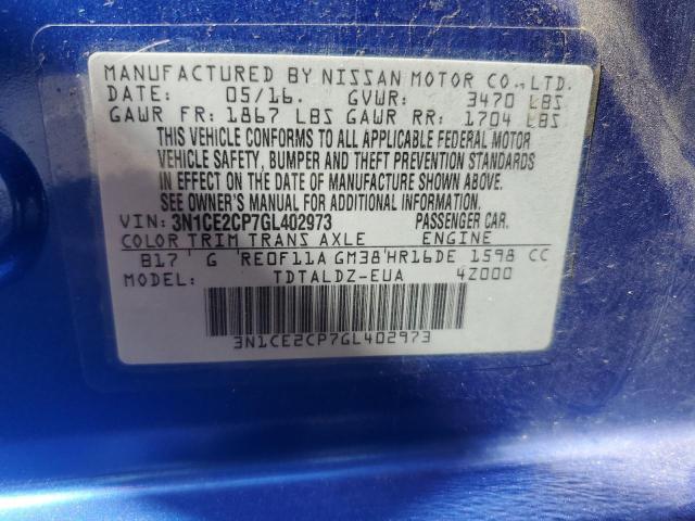 2016 NISSAN VERSA NOTE - 3N1CE2CP7GL402973