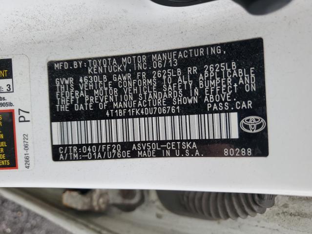 VIN 4T1BF1FK4DU706761 2013 Toyota Camry, L no.13