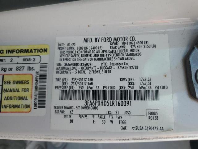 VIN 3FA6P0HD5LR160091 2020 Ford Fusion, SE no.12