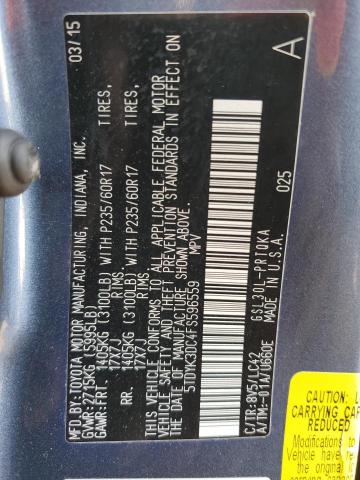 VIN 5TDYK3DC4FS596559 2015 Toyota Sienna, Xle no.13