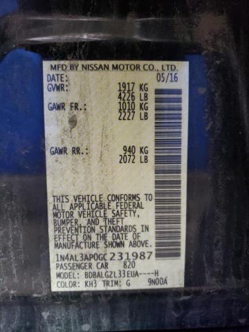 2016 NISSAN ALTIMA 2.5 - 1N4AL3AP0GC231987