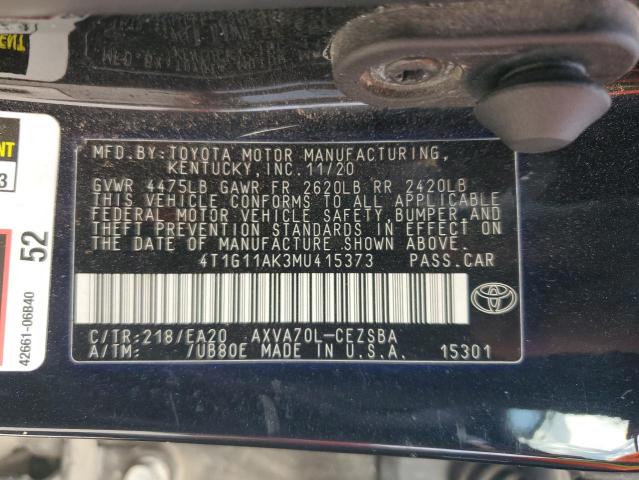 VIN 4T1G11AK3MU415373 2021 Toyota Camry, SE no.13