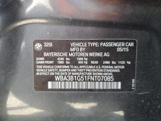 VIN WBA3B1G51FNT07085 2015 BMW 3 Series, 320 I no.12