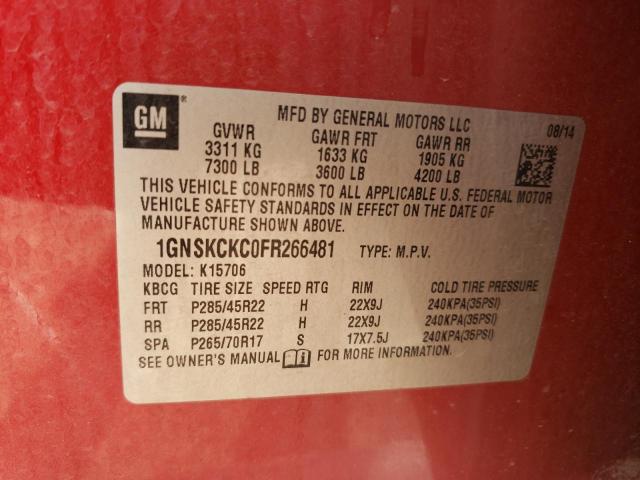 2015 CHEVROLET TAHOE K150 - 1GNSKCKC0FR266481