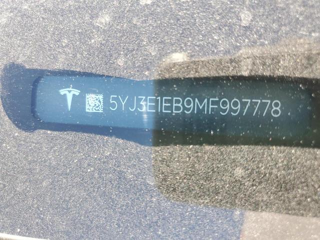2021 TESLA MODEL 3 - 5YJ3E1EB9MF997778